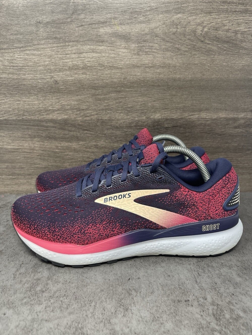 Brooks Ghost 16 Womens Size 9.5 Wide Running Walking Road Shoes Navy Pink